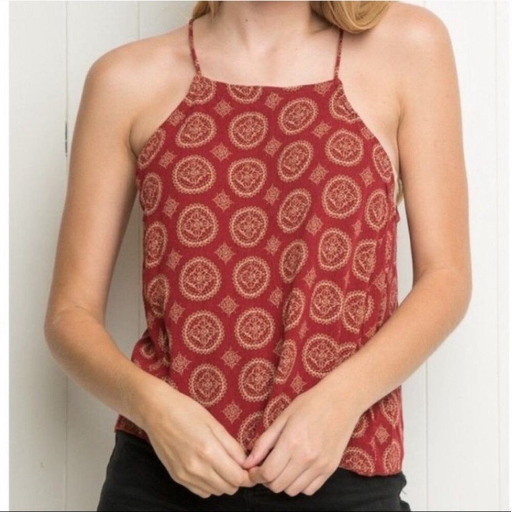 BRANDY MELVILLE Women's Red Medallion Open Back Tank Top